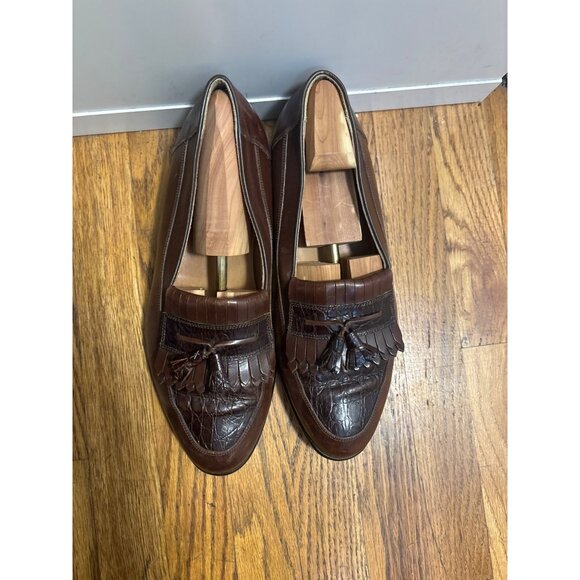 MensBistonian Florentine Leather Tassel Loafers 12M Brown Made In Italy - Picture 2 of 11